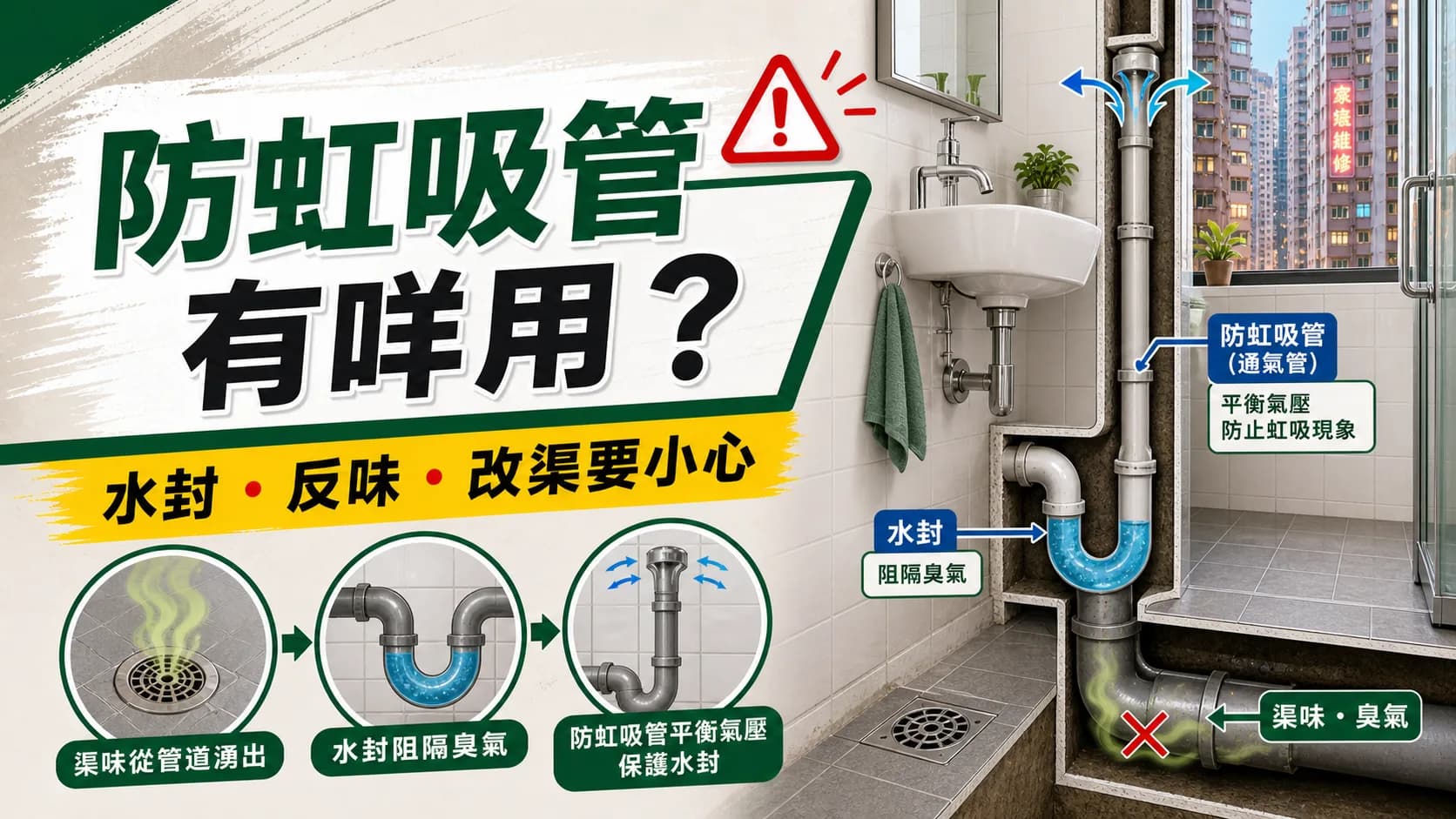 防虹吸管有咩用?點解亂改渠管會反味