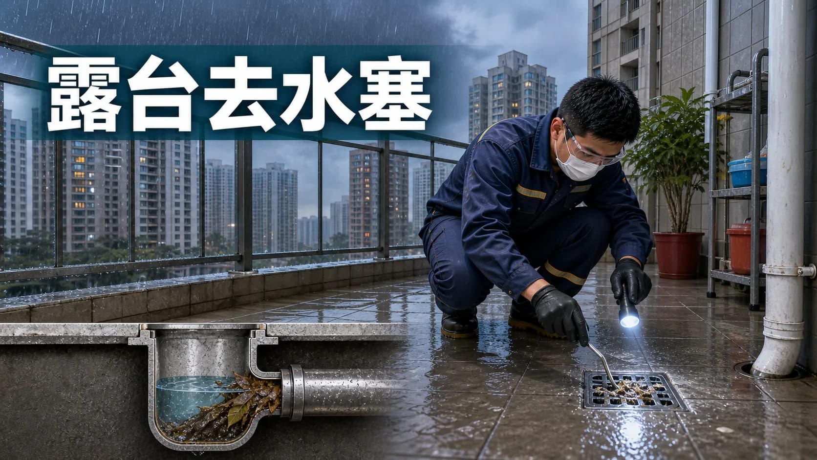 露台去水塞落雨倒灌:香港雨季屋苑點查