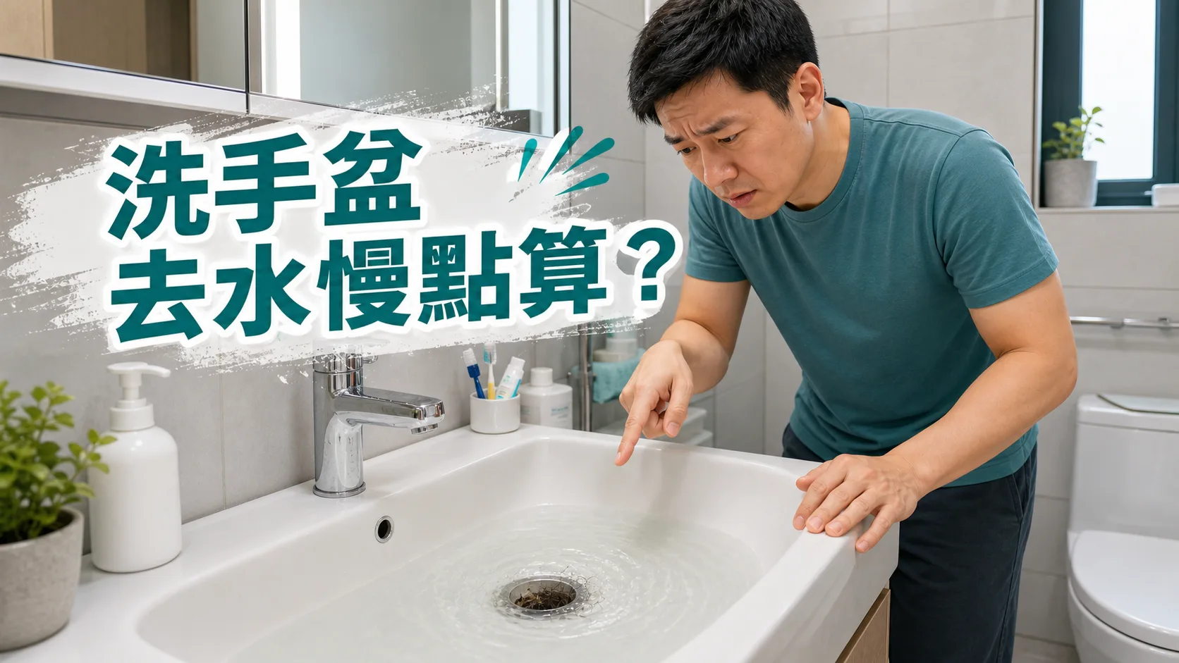 洗手盆去水慢點算?頭髮皂垢塞渠原因
