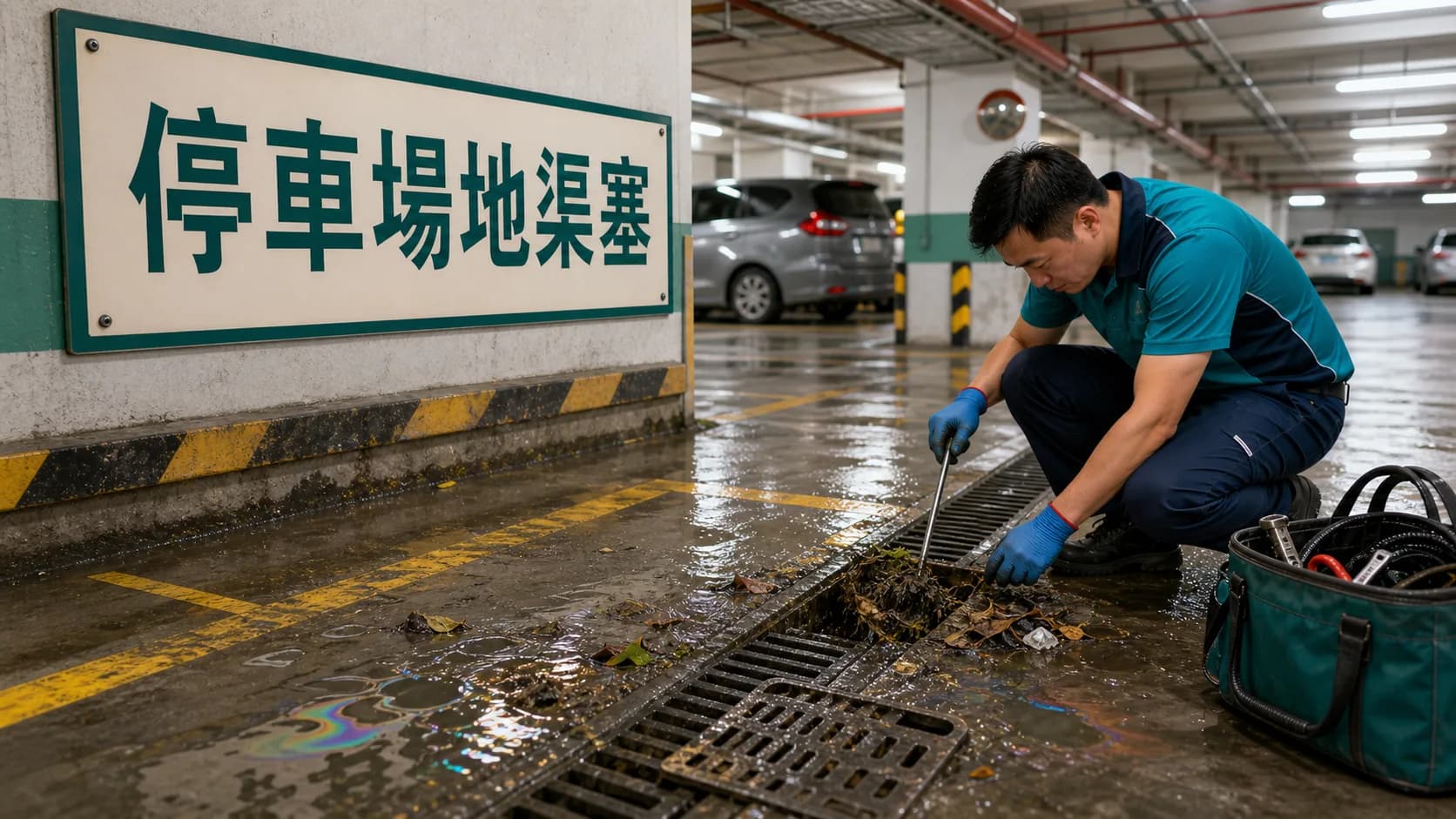 停車場地渠塞:水浸、油泥、沙井高水位點處理