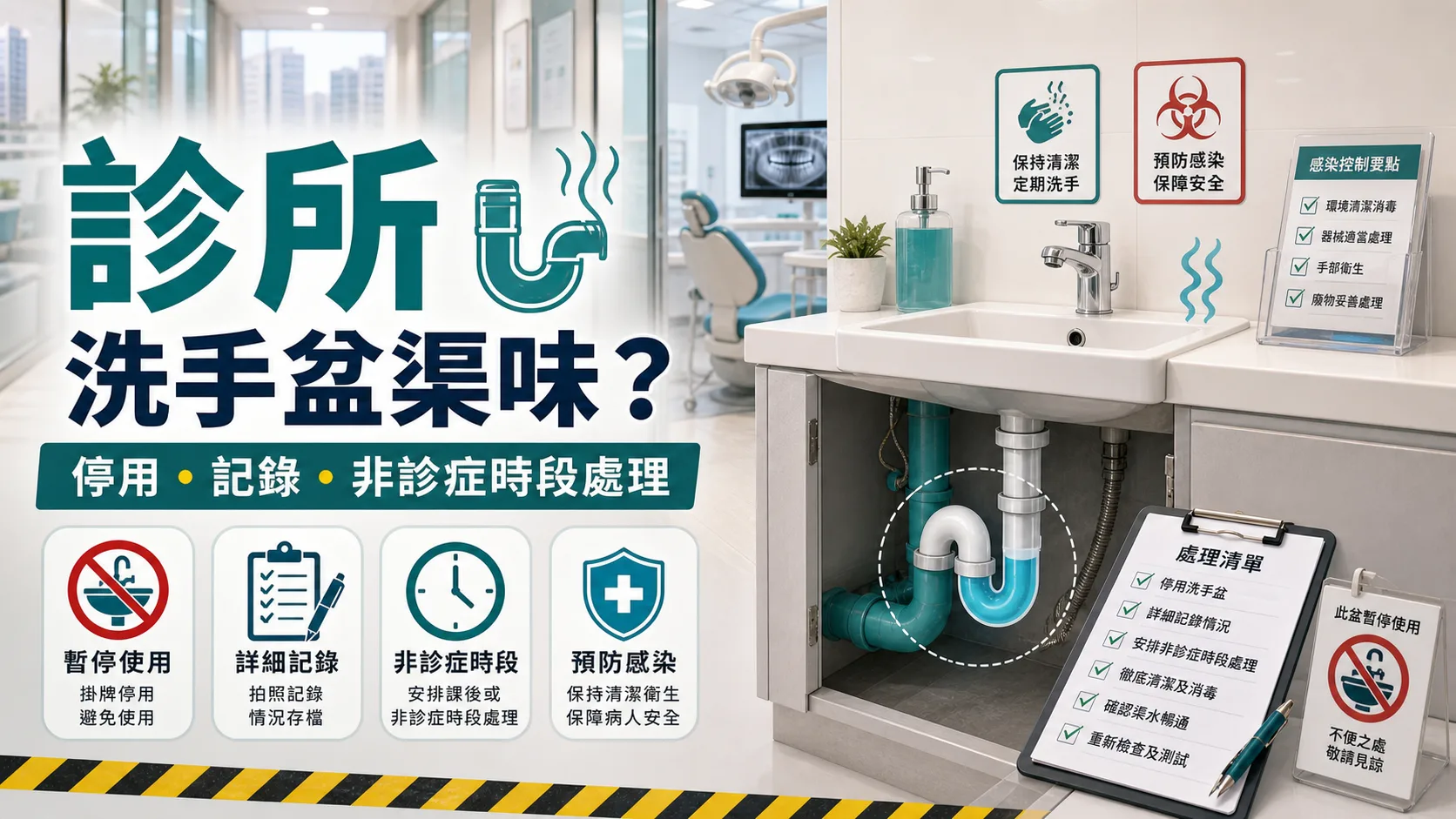 診所/牙科診所洗手盆渠味點處理?去水、消毒同感染控制分清楚