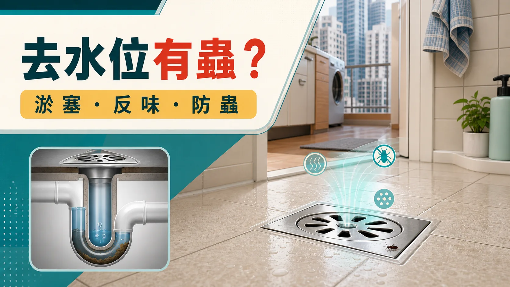 曱甴由去水位走出嚟?渠管淤塞、反味同防蟲方法