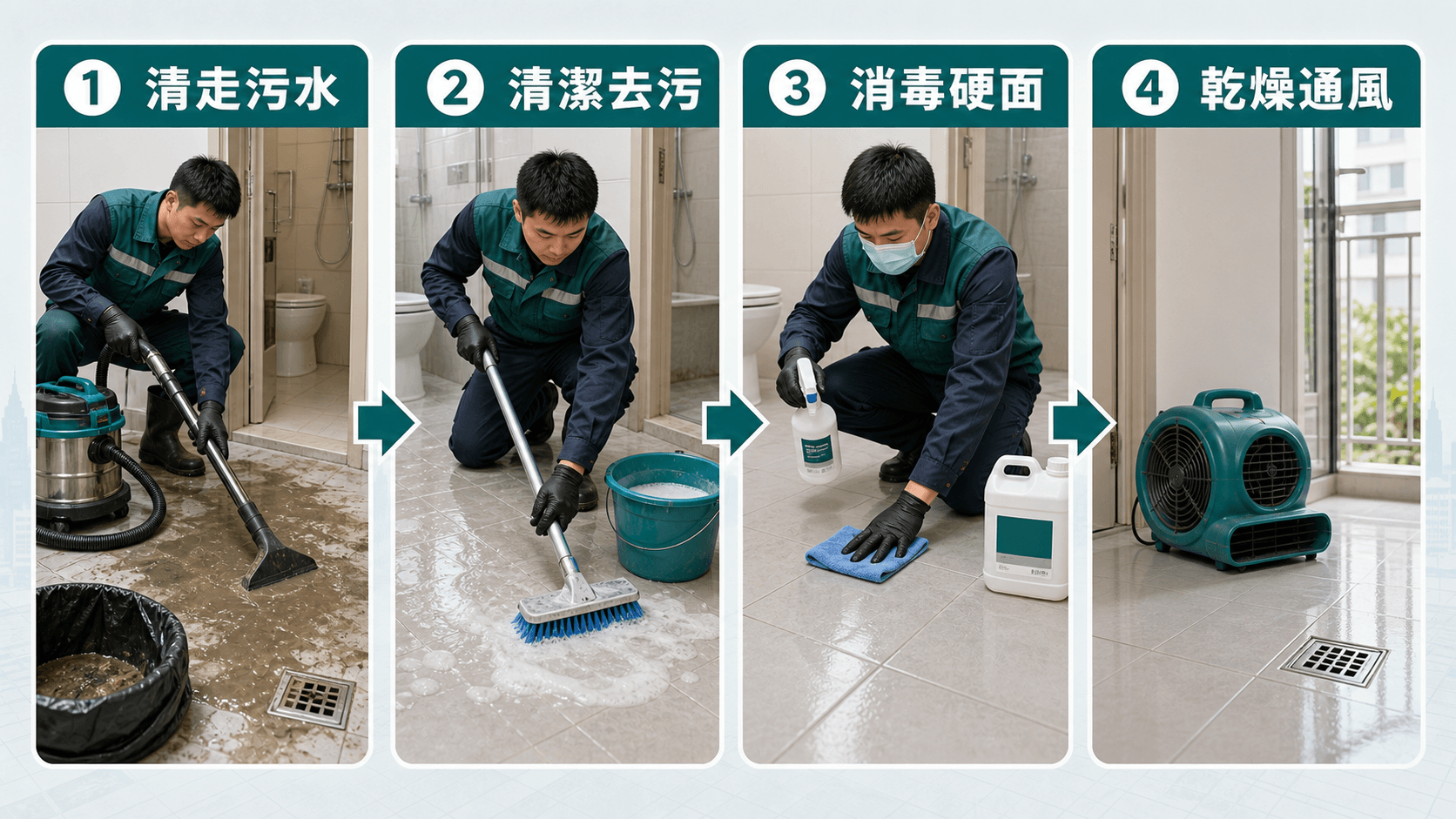 Cleaning and disinfection sequence