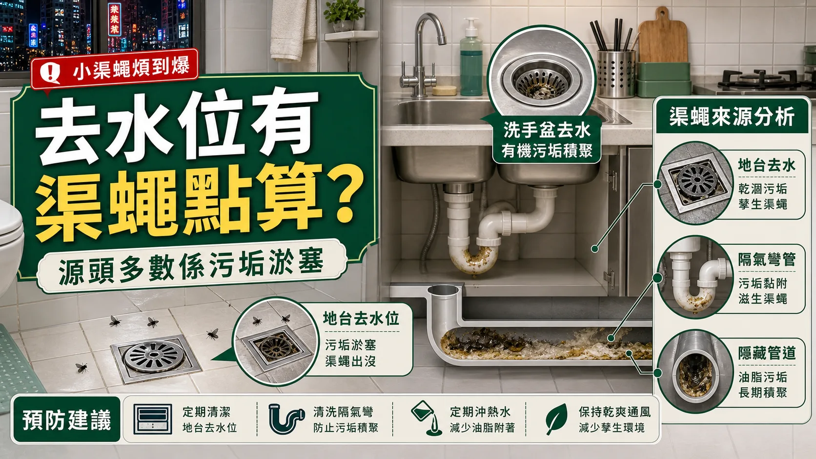 去水位有渠蠅點算?源頭多數係淤塞同污垢