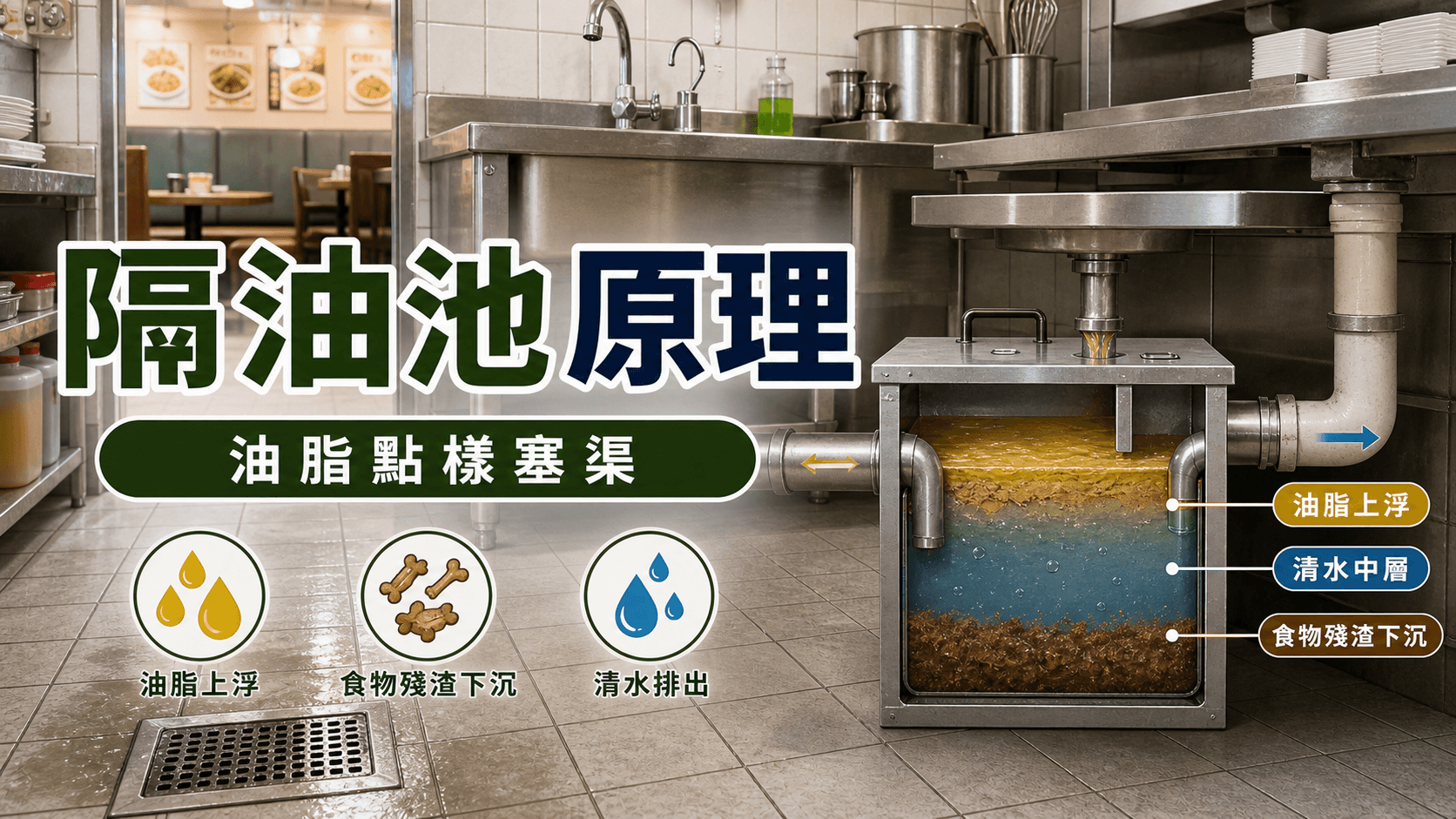 隔油池原理:點解油脂會令食肆渠道塞?
