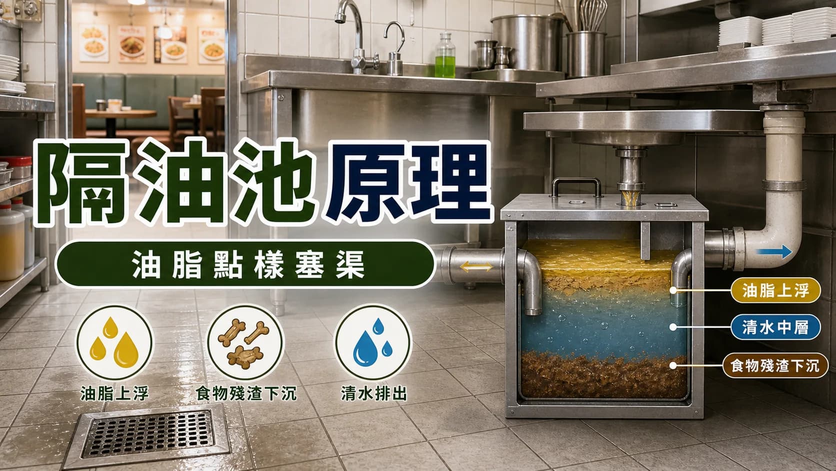 隔油池原理:點解油脂會令食肆渠道塞?