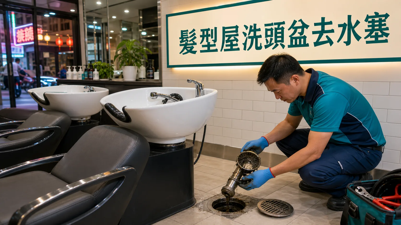 髮型屋洗頭盆去水塞:頭髮染髮膏點處理