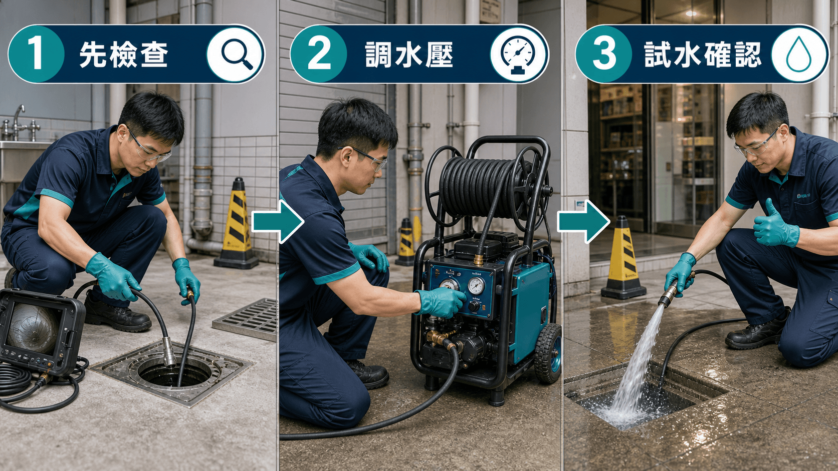 Inspection, pressure selection and flow testing