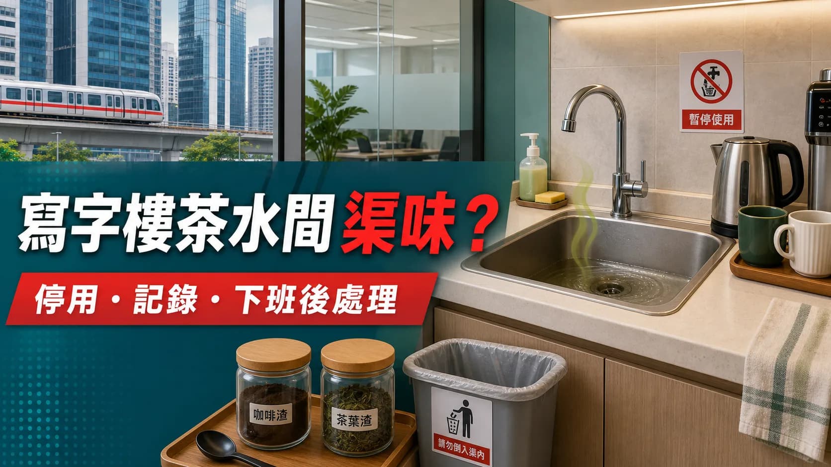 寫字樓茶水間星盆渠味/塞渠點處理?咖啡渣、油污同去水保養