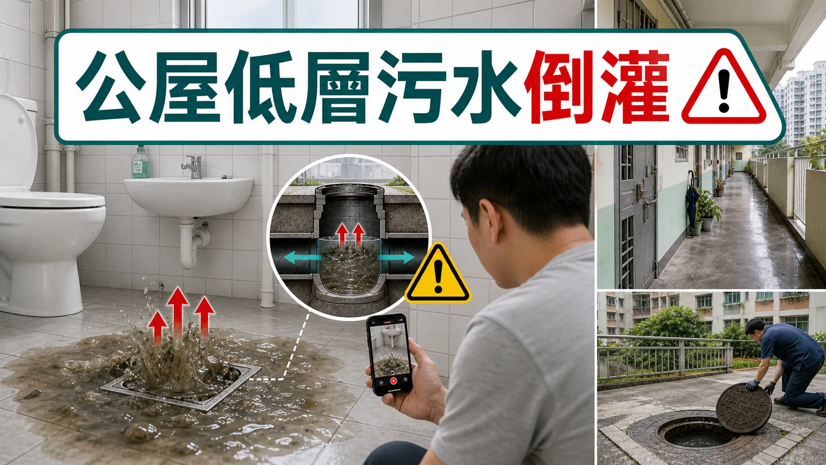公屋低層污水倒灌點算?住戶即時處理、證據同管理處溝通