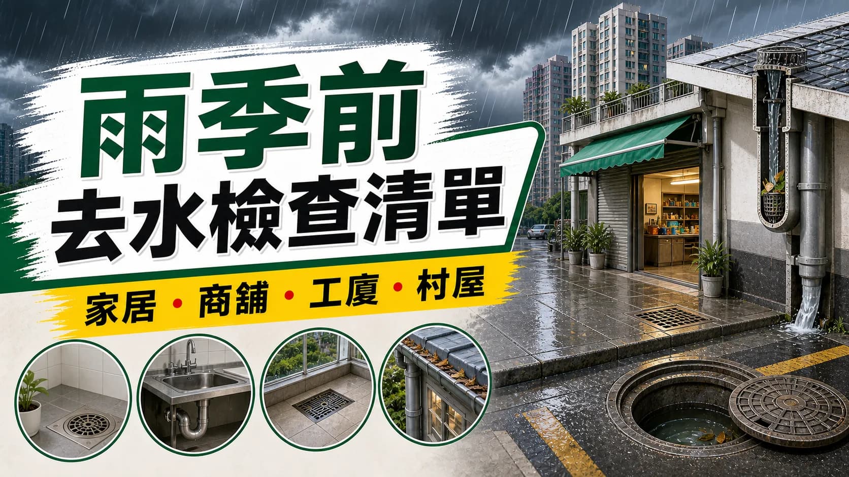 雨季前去水檢查清單:家居、商舖、工廈要睇咩