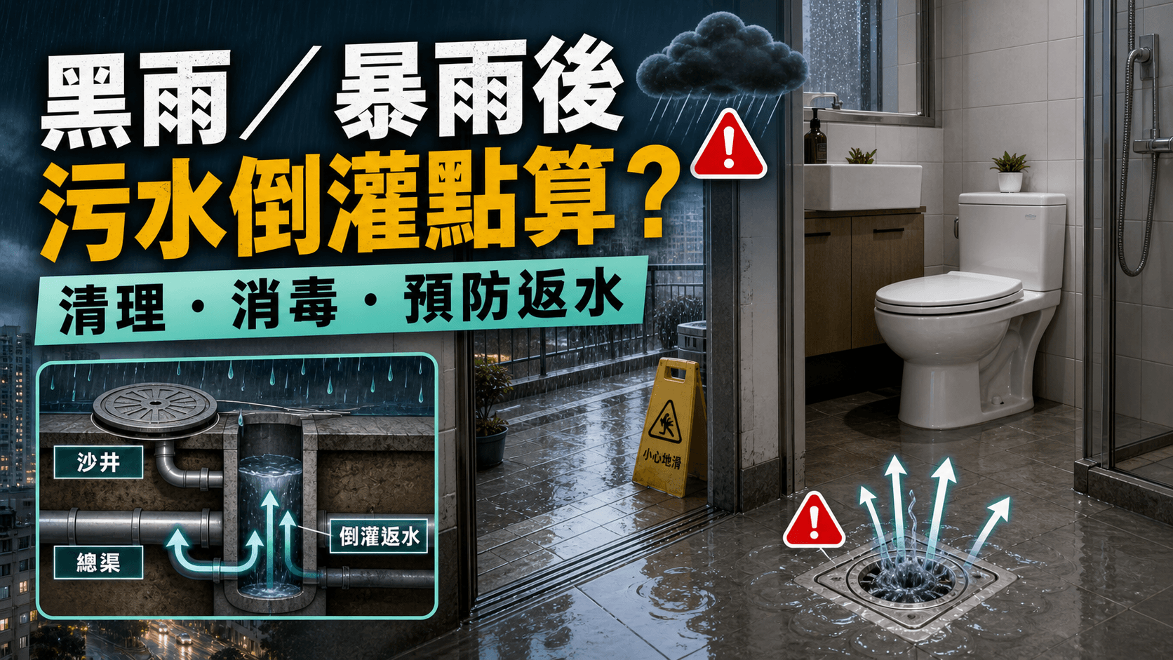 黑雨/暴雨後污水倒灌點算?清理、消毒同預防返水