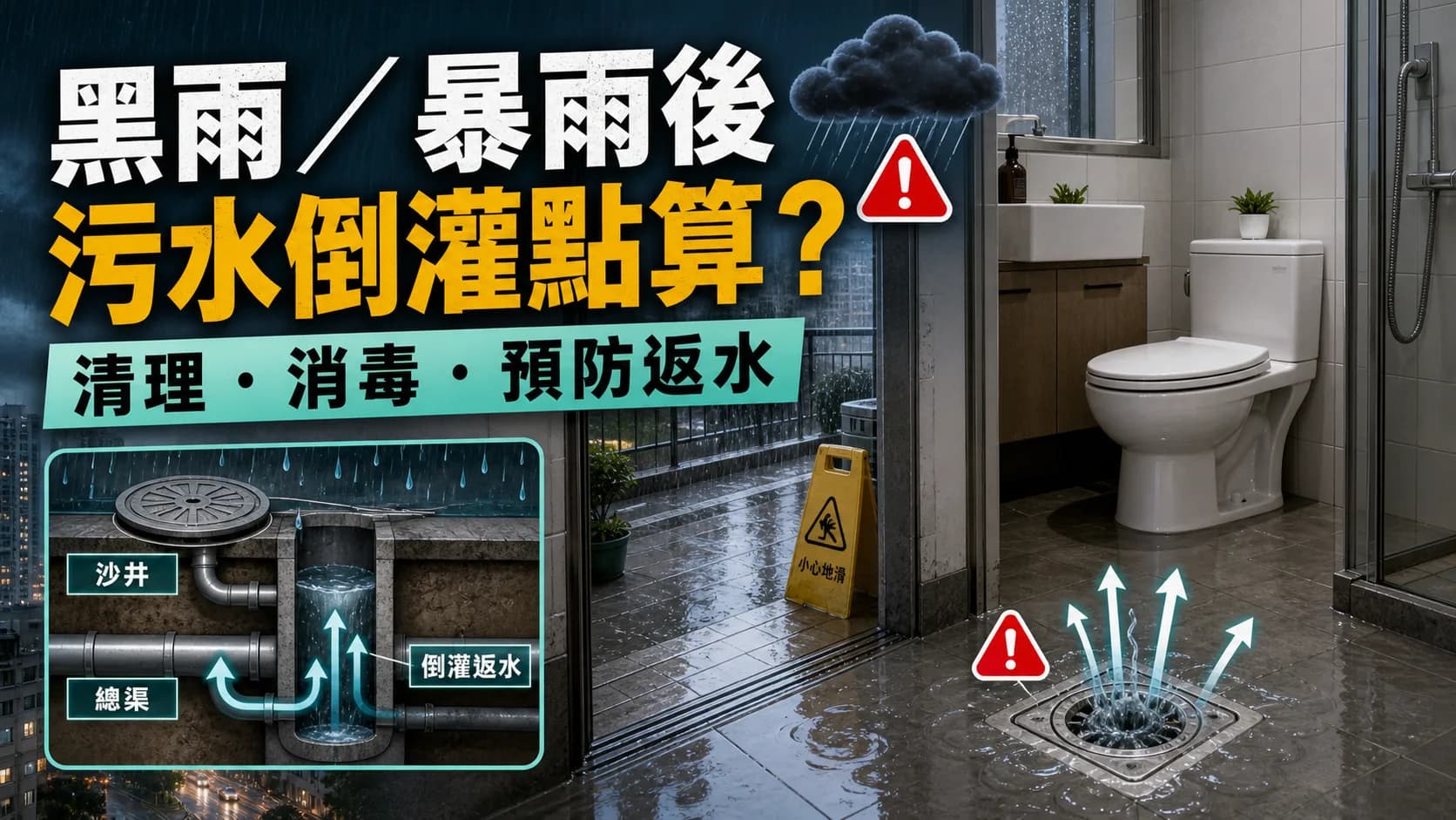 黑雨/暴雨後污水倒灌點算?清理、消毒同預防返水