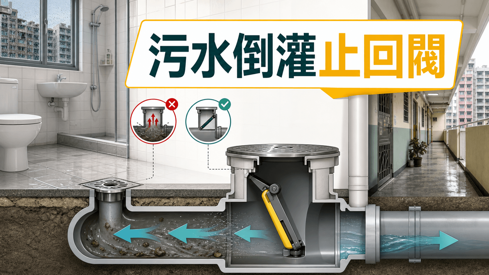 污水倒灌止回閥有冇用?低層單位、村屋返水預防