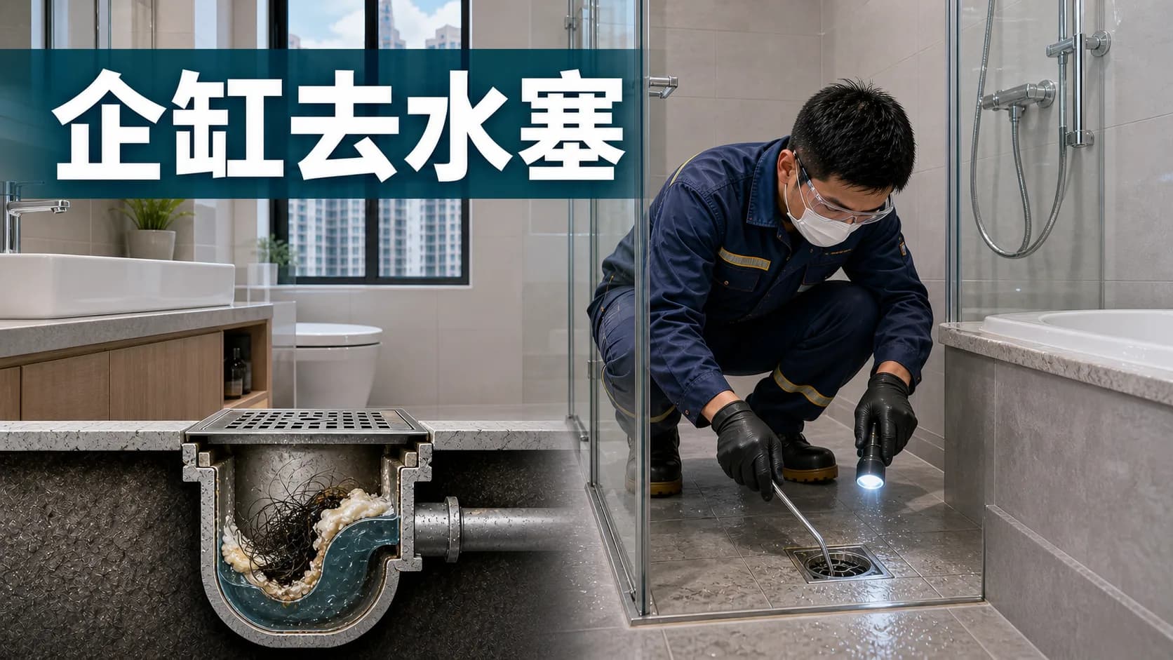 企缸去水塞同浴缸去水慢:頭髮皂垢點處理