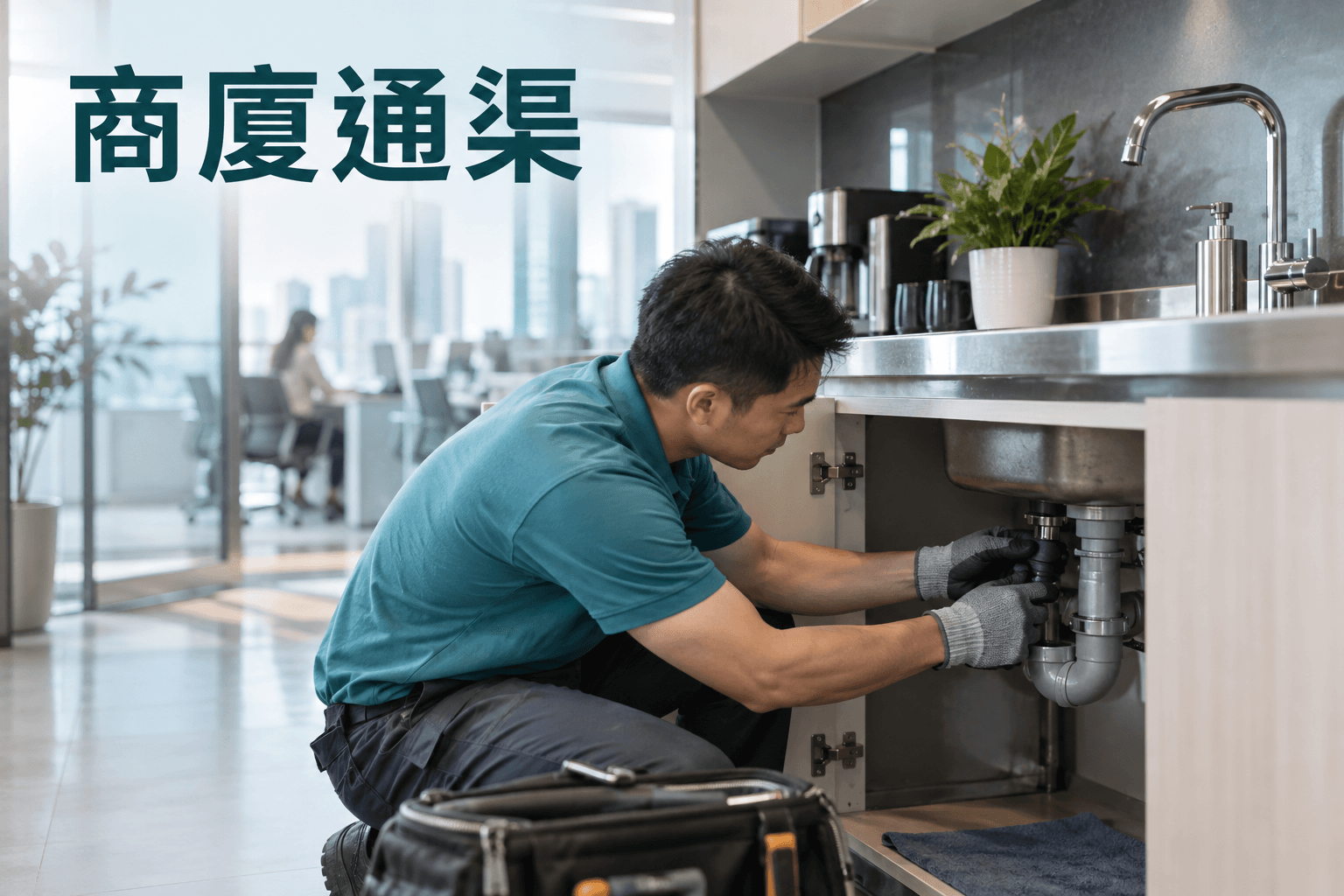 商廈茶水間星盆下方渠道檢查情境