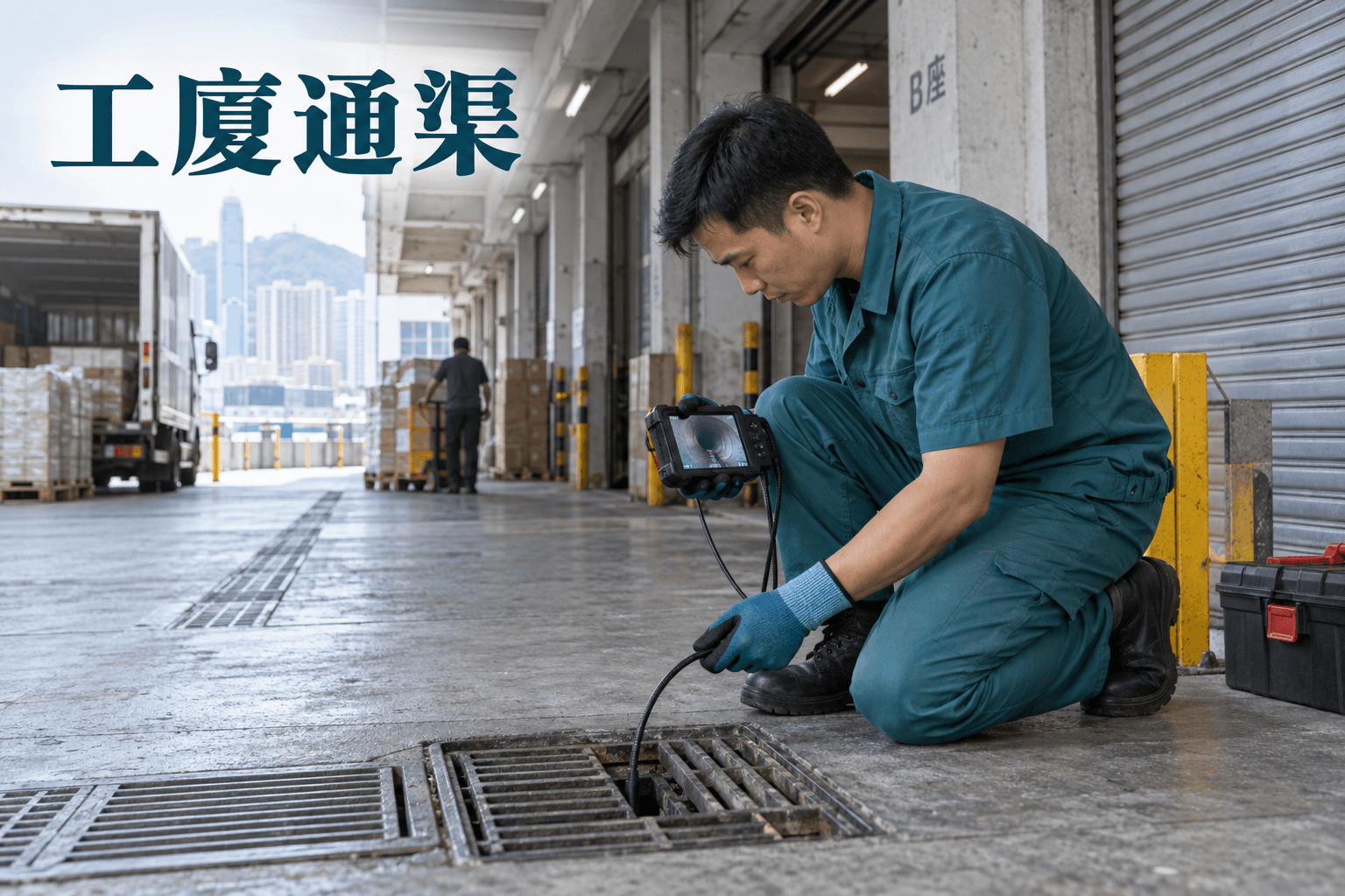 工廈上落貨區地渠檢查情境