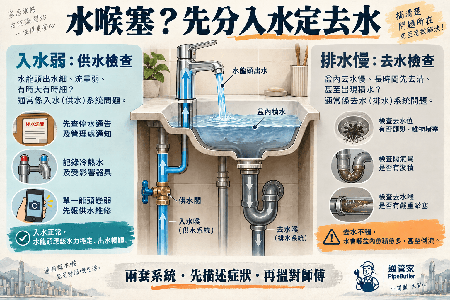 水喉塞定去水渠塞?水龍頭出水弱、星盆積水與報修對照指南