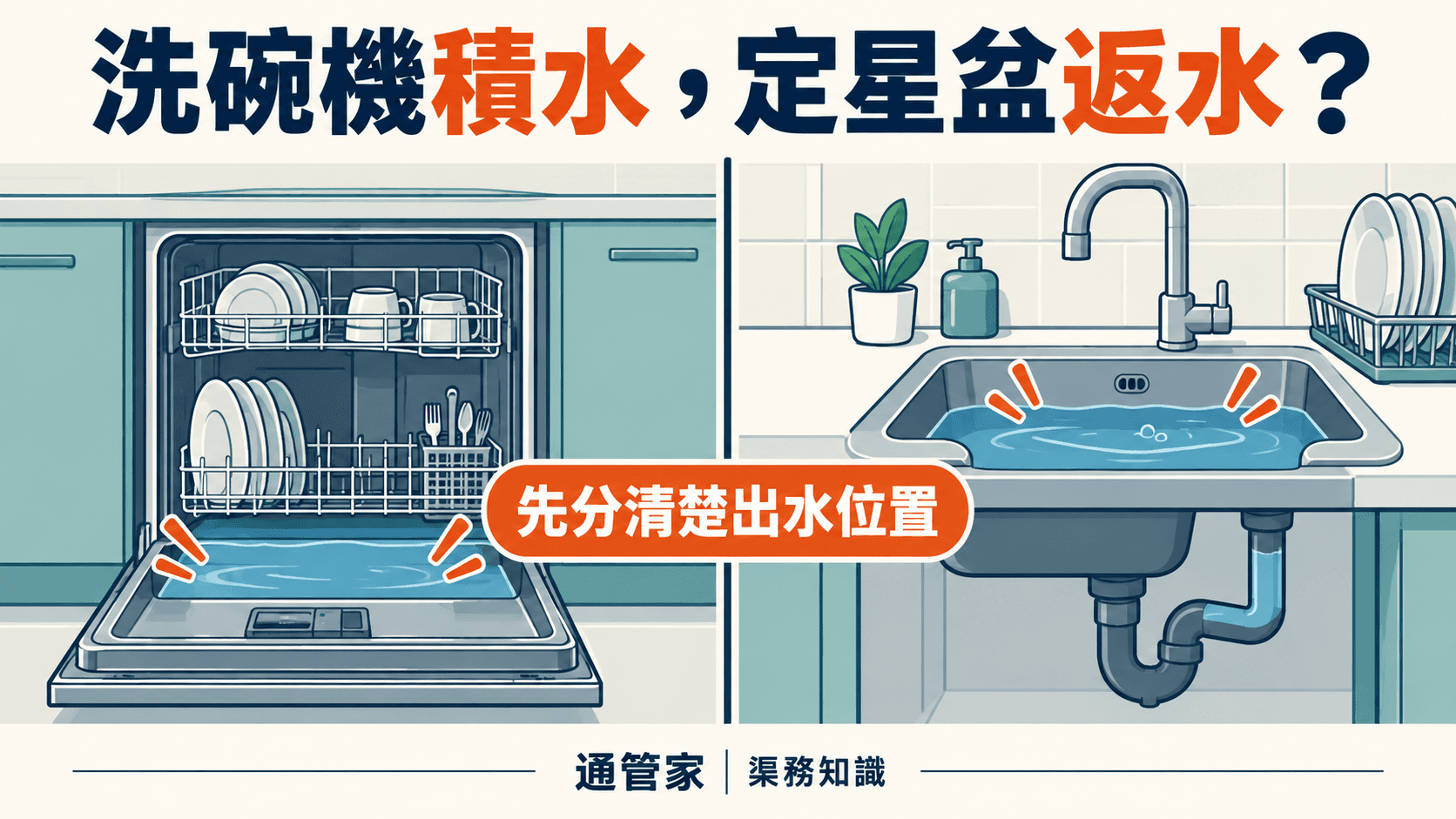洗碗機排唔到水或星盆返水?點分機內問題同共用去水渠
