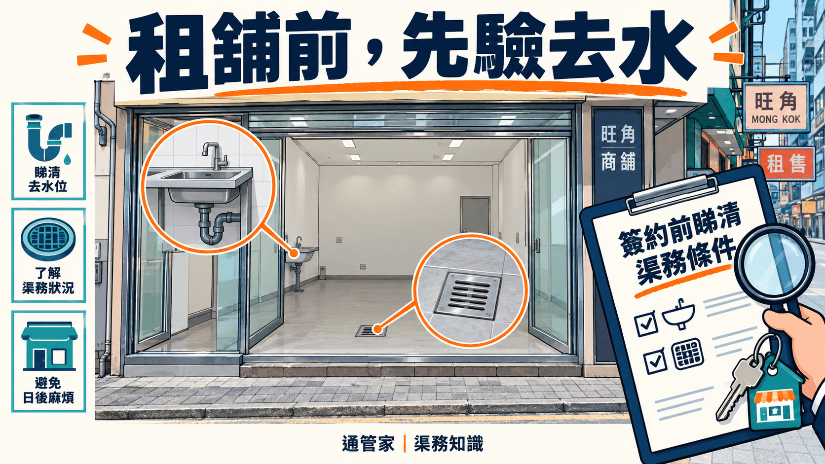 店舖租舖前點驗去水?交匙前渠道檢查清單