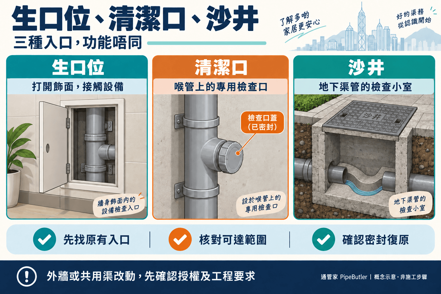 外牆渠要開生口通渠?清潔口、生口位及施工前檢查指南
