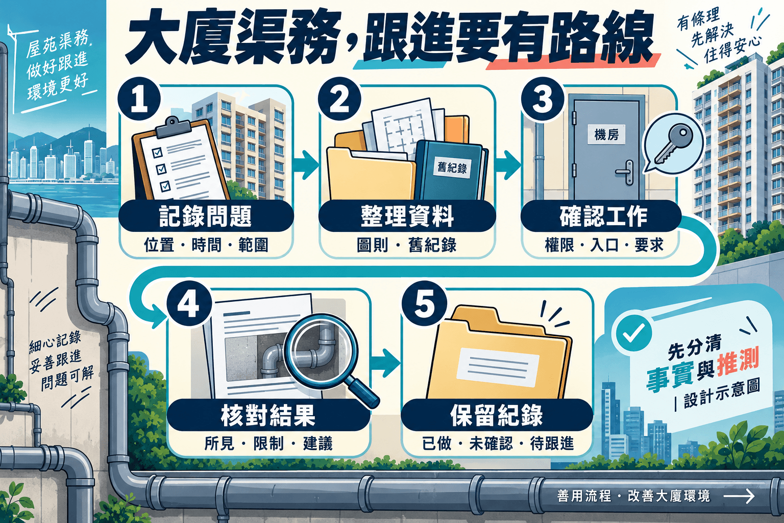 大廈渠務檢查與跟進指南:圖則、報修、工程紀錄點整理?