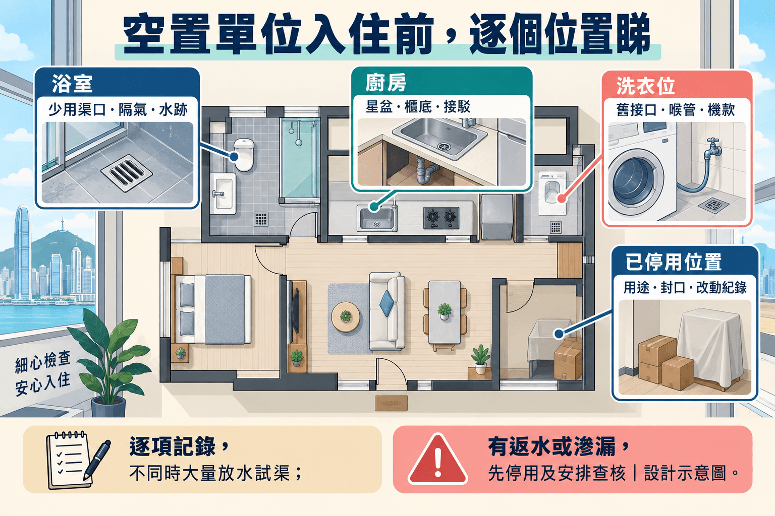 空置單位重新入住:渠味、去水與接駁檢查清單