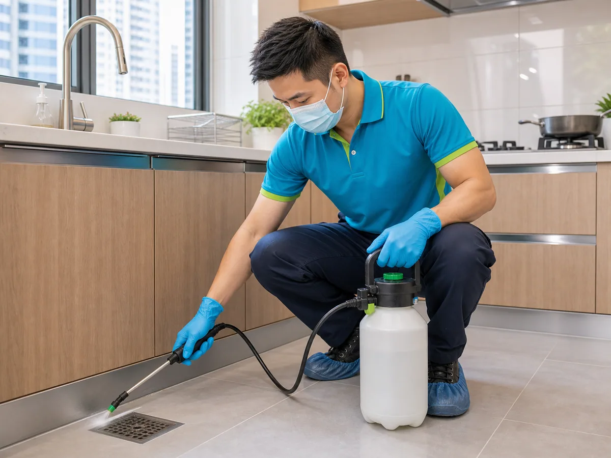 Design illustration of treatment around a Hong Kong kitchen drain