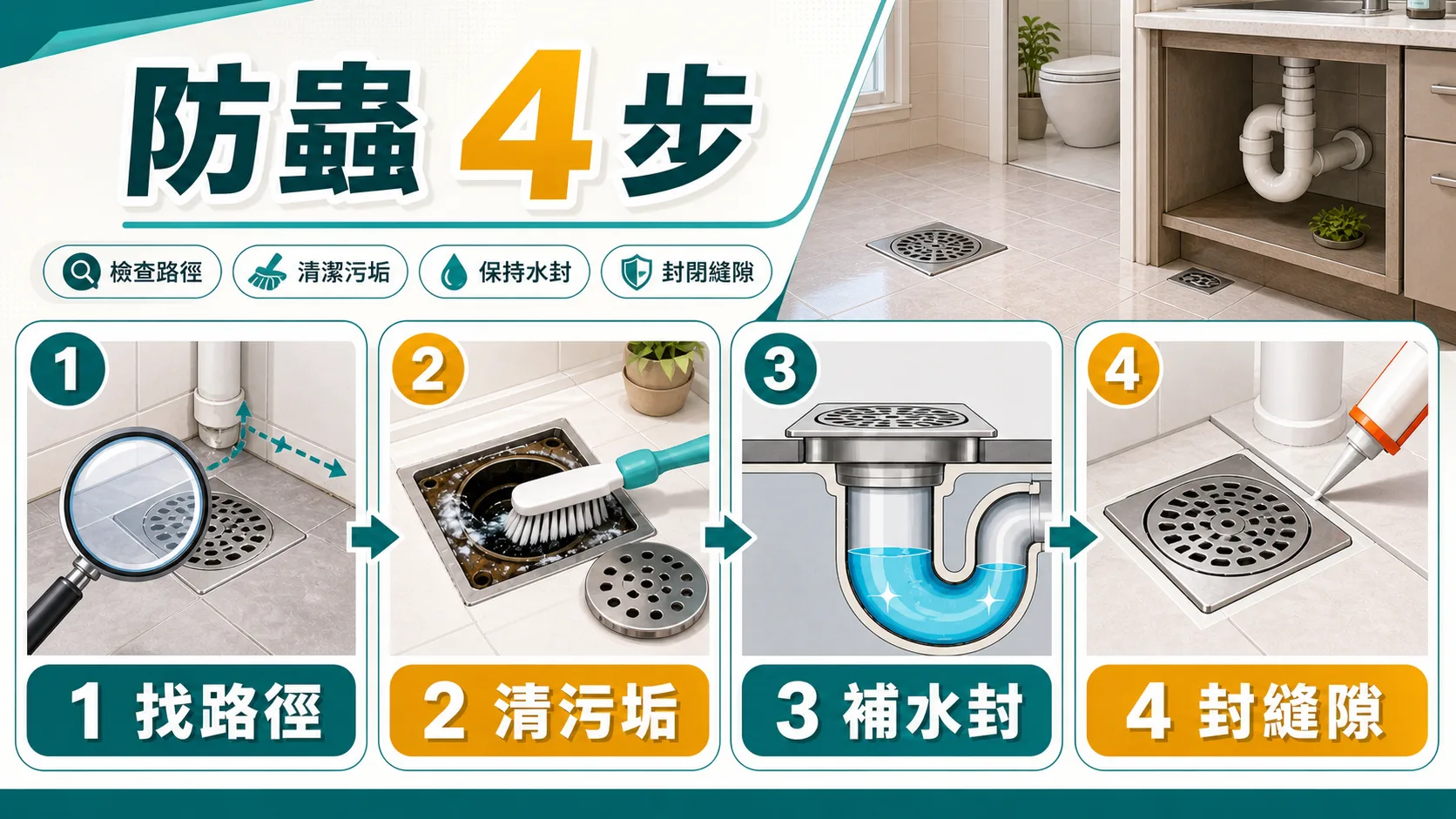 防止渠口蟲害四步:找路徑、清污垢、補水封、封縫隙