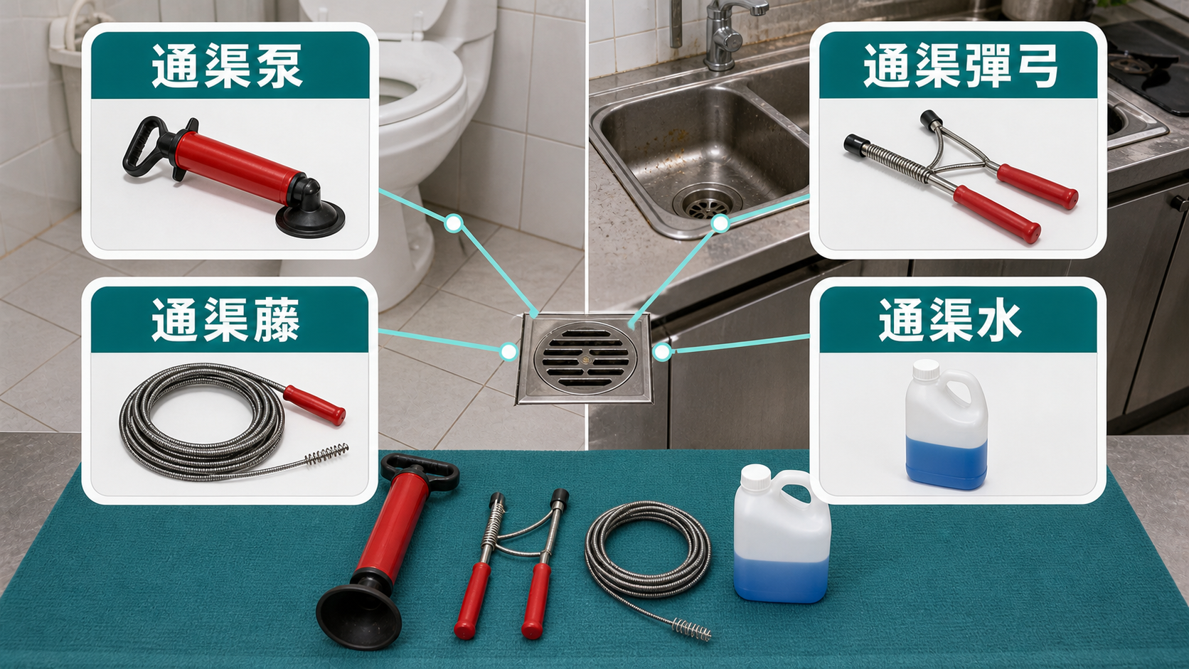 四類通渠神器比較:通渠泵、通渠彈弓、通渠藤、通渠水