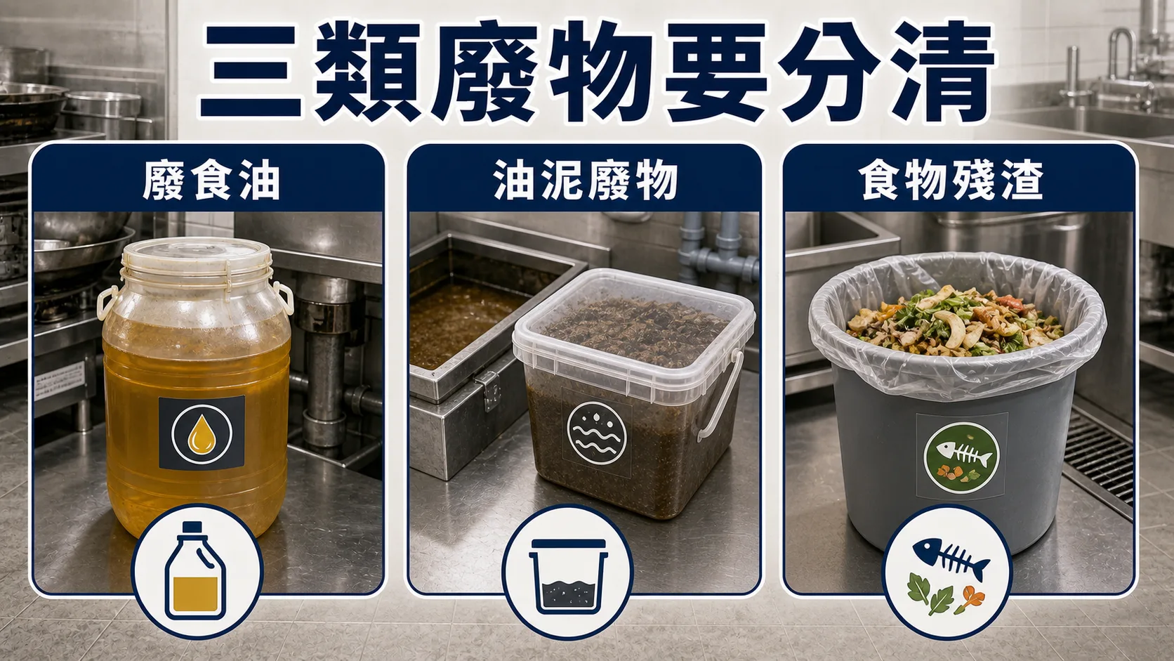 隔油池廢物要分清廢食油、油泥廢物和食物殘渣