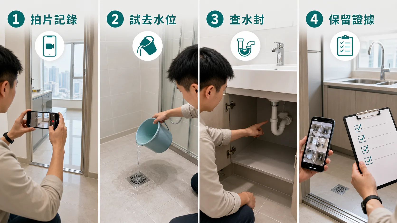 新樓收樓驗樓渠管檢查流程：拍片記錄、試去水位、查水封、保留證據